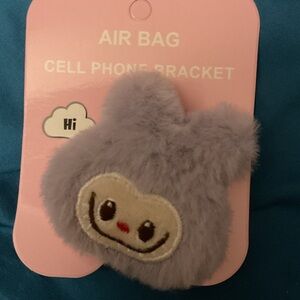 Cute Gray Fluffy Cell Phone Bracket